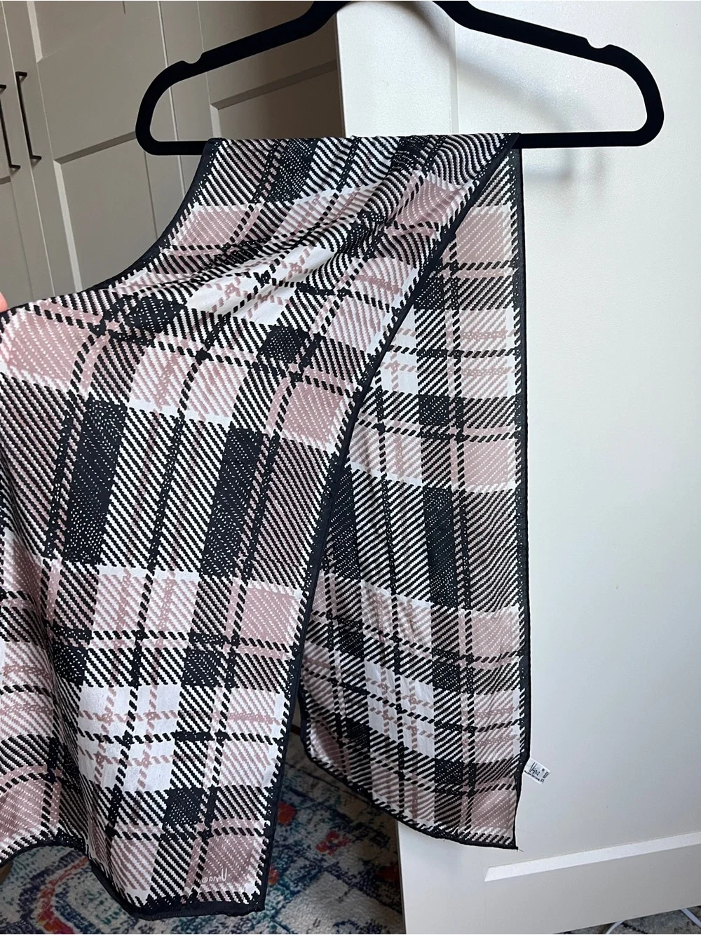 Vintage 100% silk Vera Neumann Scarf Brown Black Plaid Japan purse, hair, neck